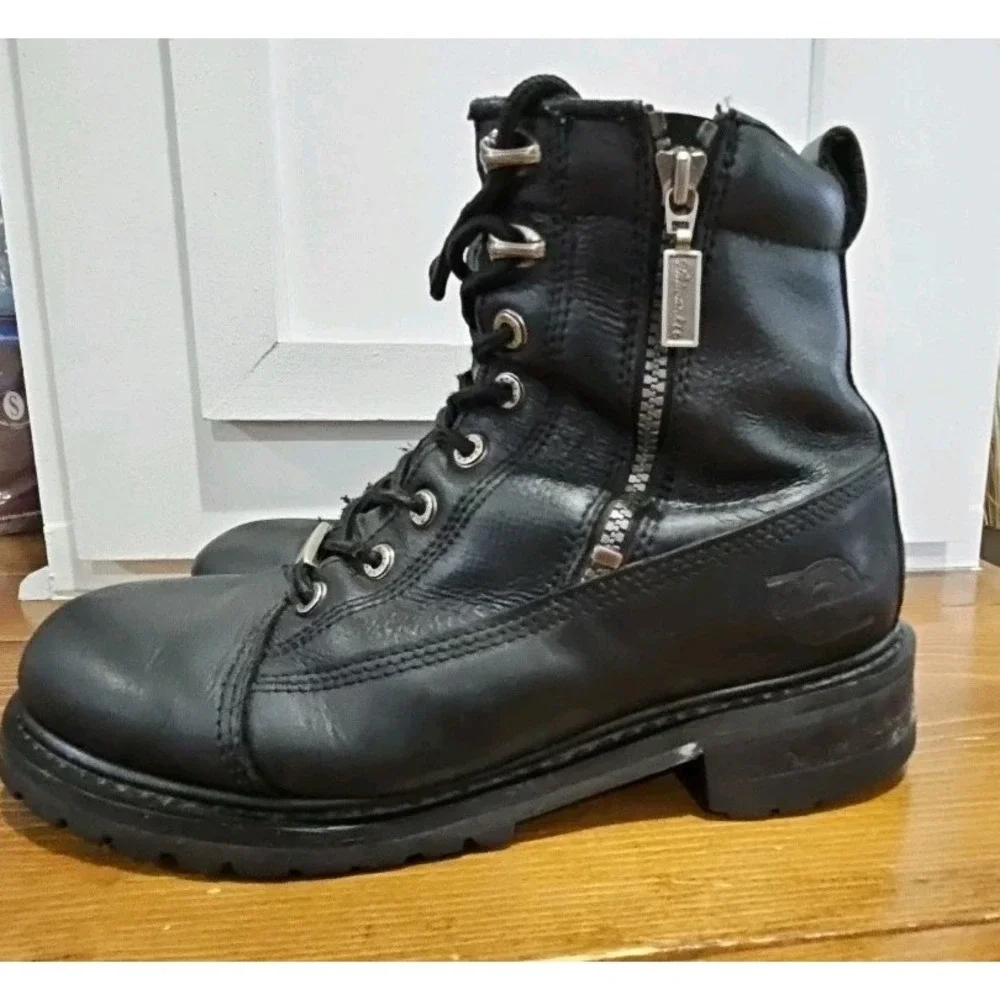 Men's Milwaukee Leather #MB408 Black Lace-Up Boots Motorcycle Work Size 9D‎